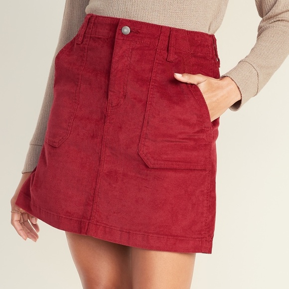 Old Navy Dresses & Skirts - Old Navy Cranberry Red Corduroy A-Line Mini Skirt